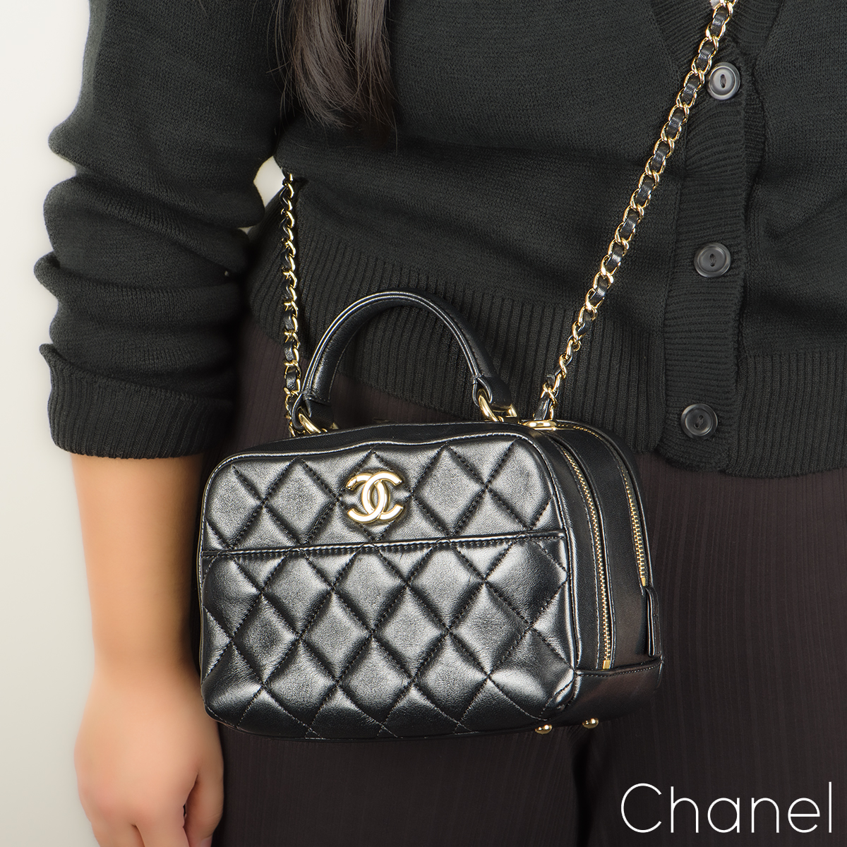 Chanel Bowling Bag Mini Black Calfskin